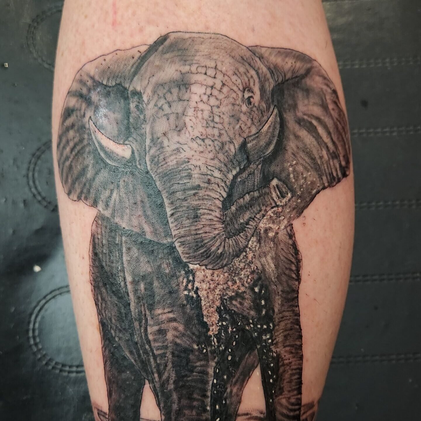 Black & Grey Elephant Tattoo